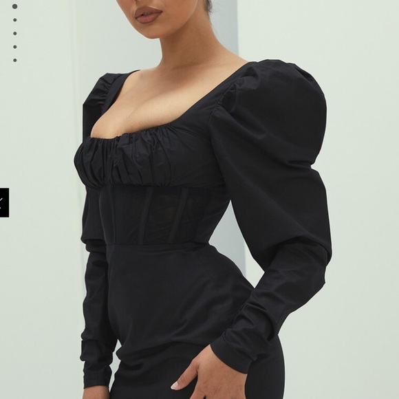 MISTRESS ROCKS BLACK PUFF SLEEVE CORSET DRESS HOUSE OF CB LONDON - Picture 2 of 7